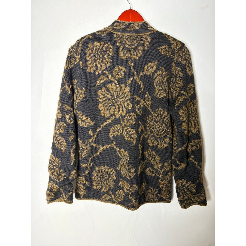 Peruvian Connection Floral Cardigan Sweater Heavyweight Pure Alpaca Floral Sz S - Picture 6 of 7